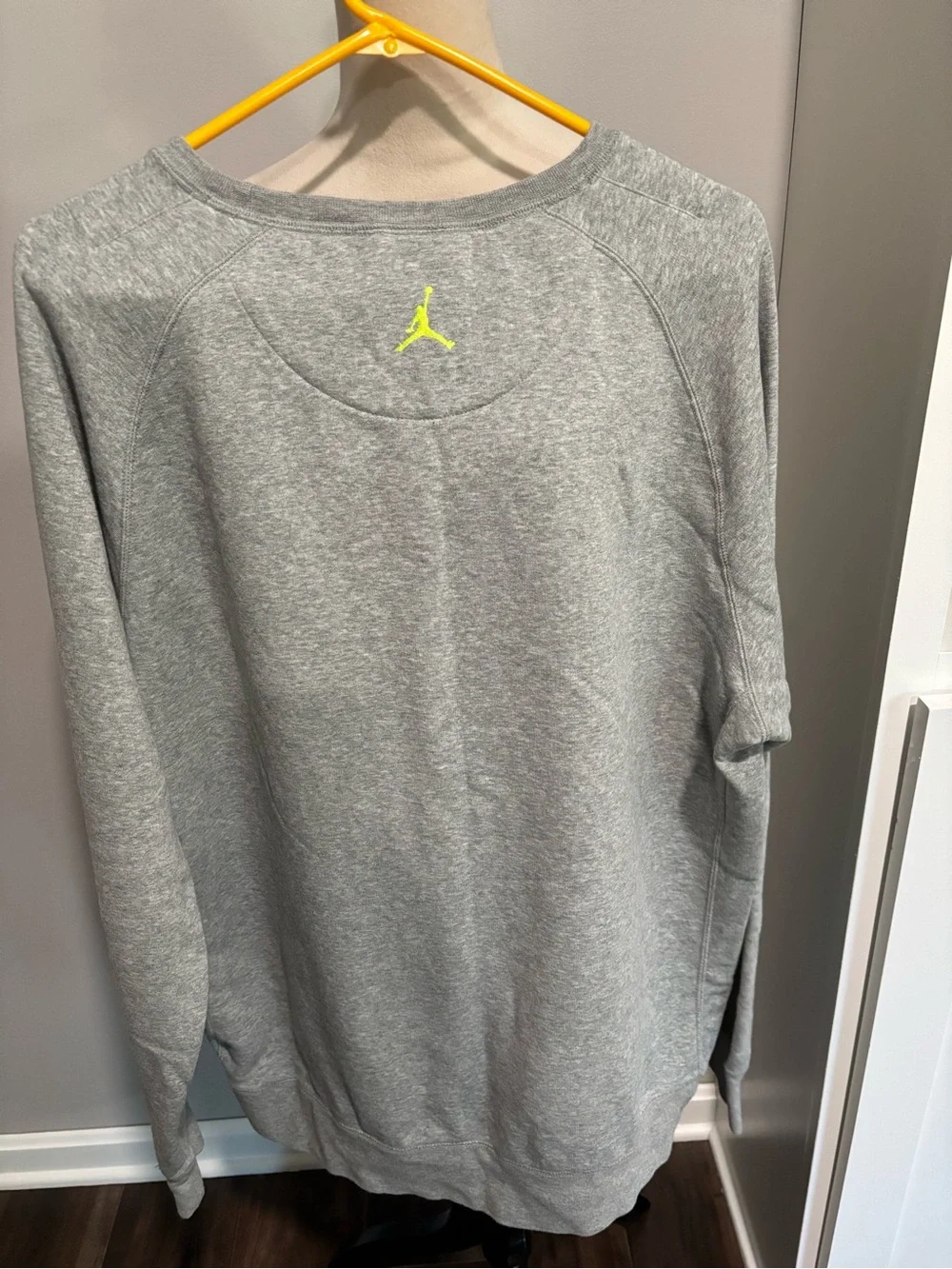 Jordan Men’s Gray Crewneck Sweatshirt with Neon Green Jumpman